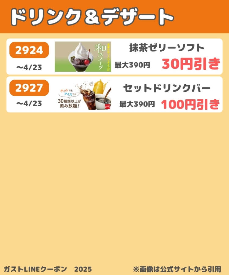 ガストのLINEクーポン