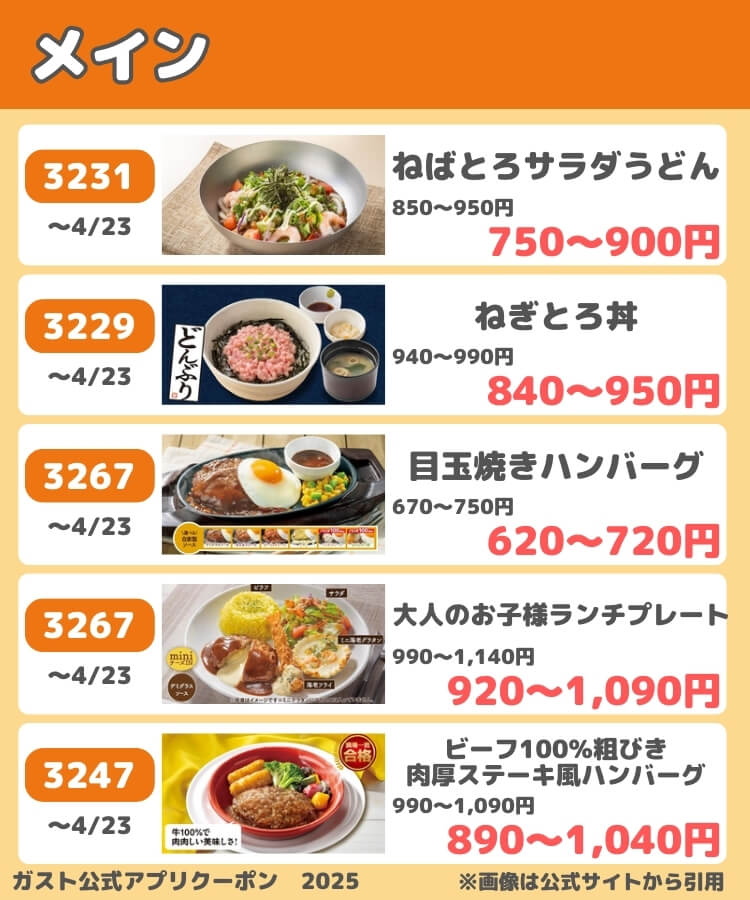 ガストの公式アプリクーポン