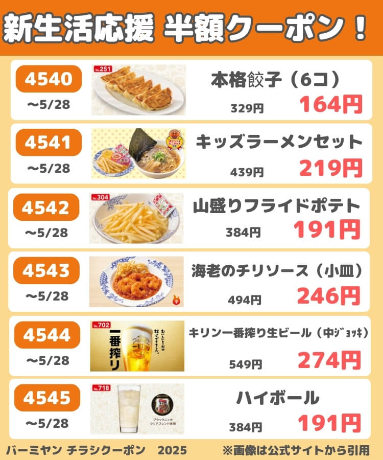 バーミヤンのチラシクーポン
