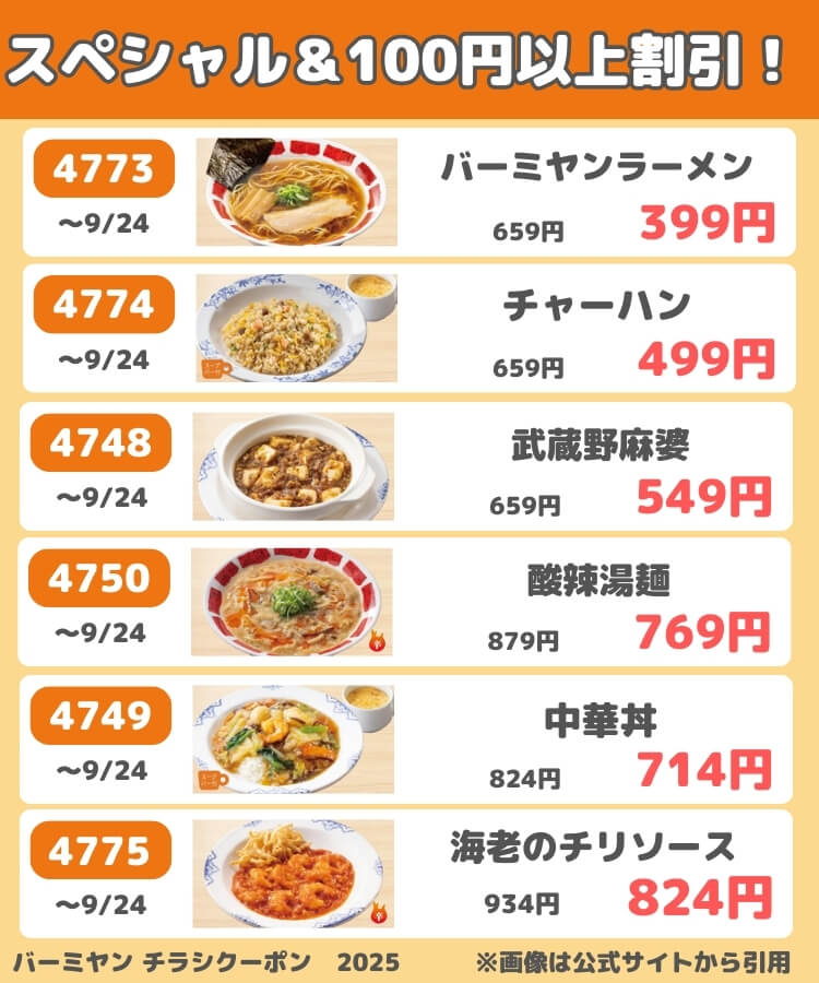 バーミヤンのチラシクーポン