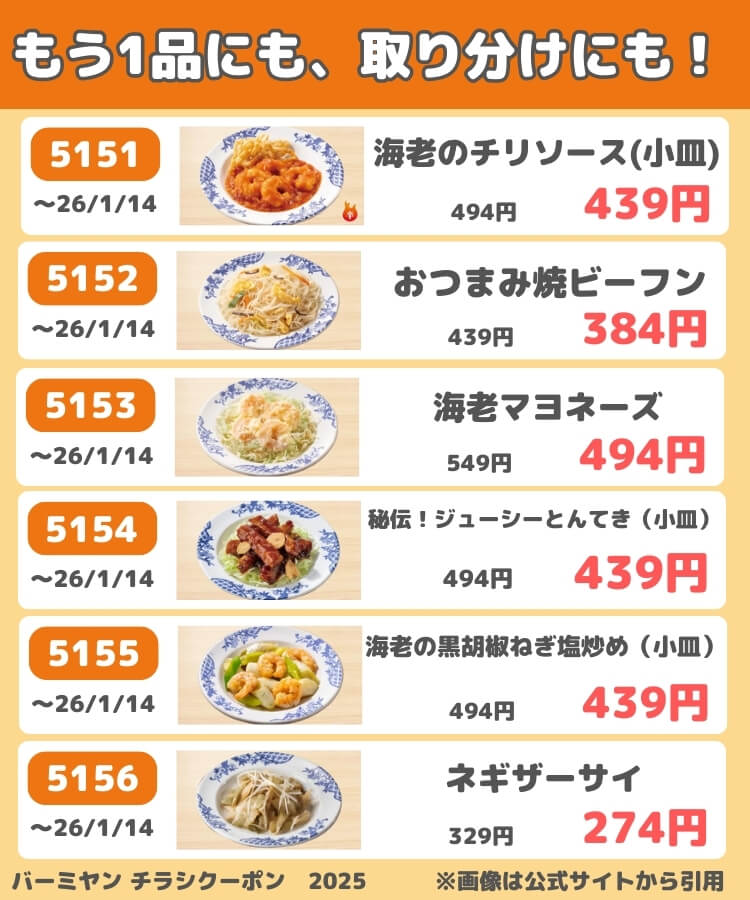 バーミヤンチラシクーポン