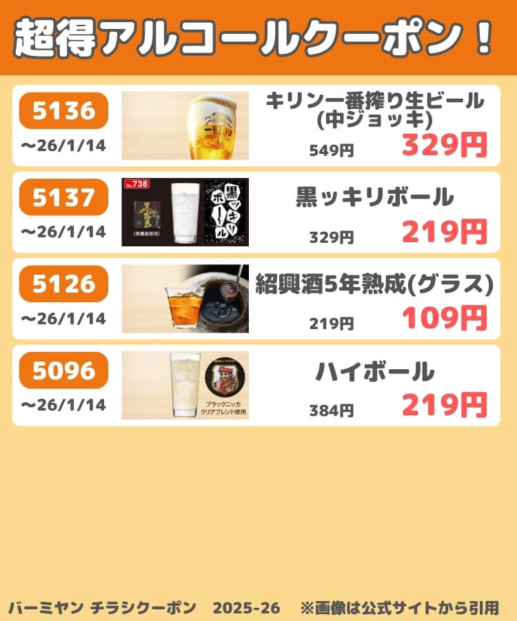 バーミヤンのチラシクーポン