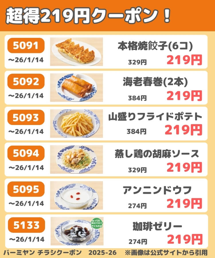 バーミヤンのチラシクーポン